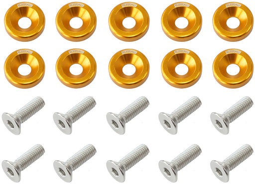 BILLET DRESS UP FENDER BOLT 10PACK M8 x 1.25mm UHL 20MM     GOLD Aeroflow - AF 64-4374G