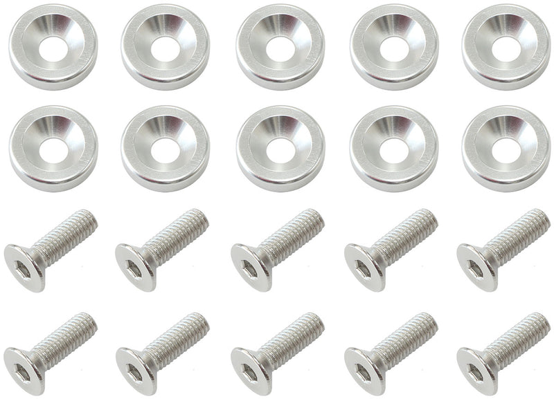 BILLET DRESS UP FENDER BOLT 10PACK M8 x 1.25mm UHL 20MM     SILVER Aeroflow - AF 64-4374S
