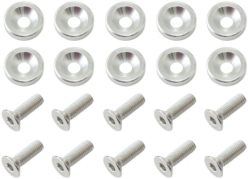 BILLET DRESS UP FENDER BOLT 10PACK M8 x 1.25mm UHL 20MM     SILVER Aeroflow - AF 64-4374S