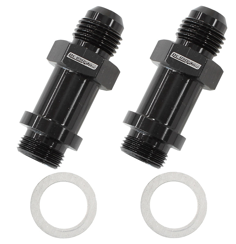 BG / DEMON INLET FITTING -6AN BLACK 9/16" X 24 TO -6AN LONG