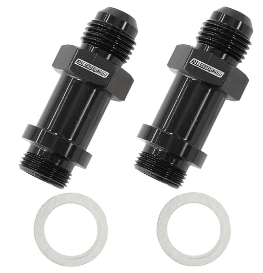 BG / DEMON INLET FITTING -6AN BLACK 9/16" X 24 TO -6AN LONG