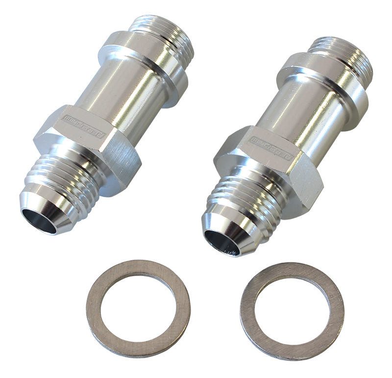 BG / DEMON INLET FITTING -6AN SILVER 9/16" X 24 TO -6AN LONG