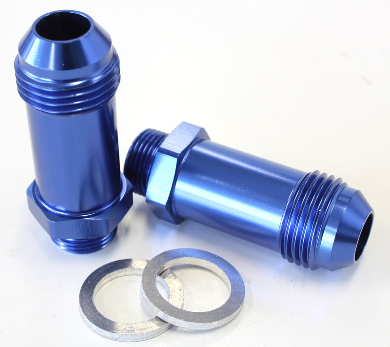 BG / DEMON INLET TITTING -8AN BLUE 9/16" 45MM LONG TO -8AN