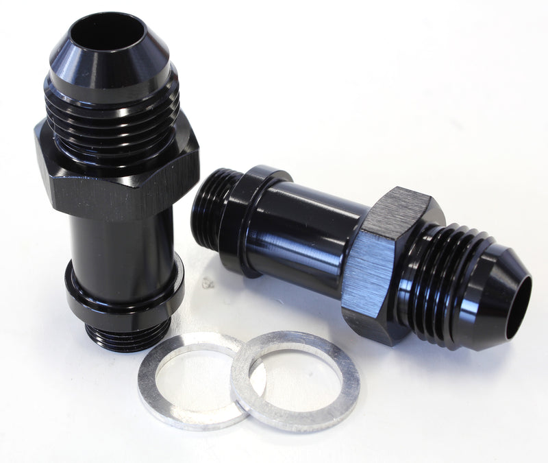 BG / DEMON INLET FITTING -8AN BLACK 9/16" 45MM LONG TO -8AN