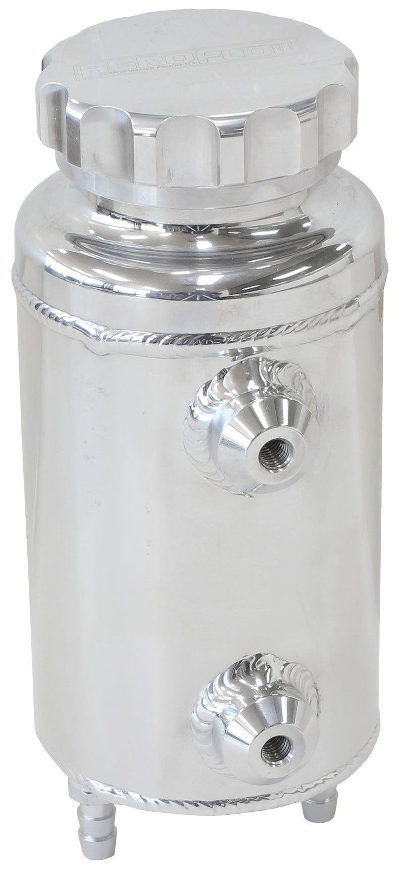 UNIVERSAL RADIATOR OVERFLOW   TANK 8" X 3.5" -4 ORB POLISHED
