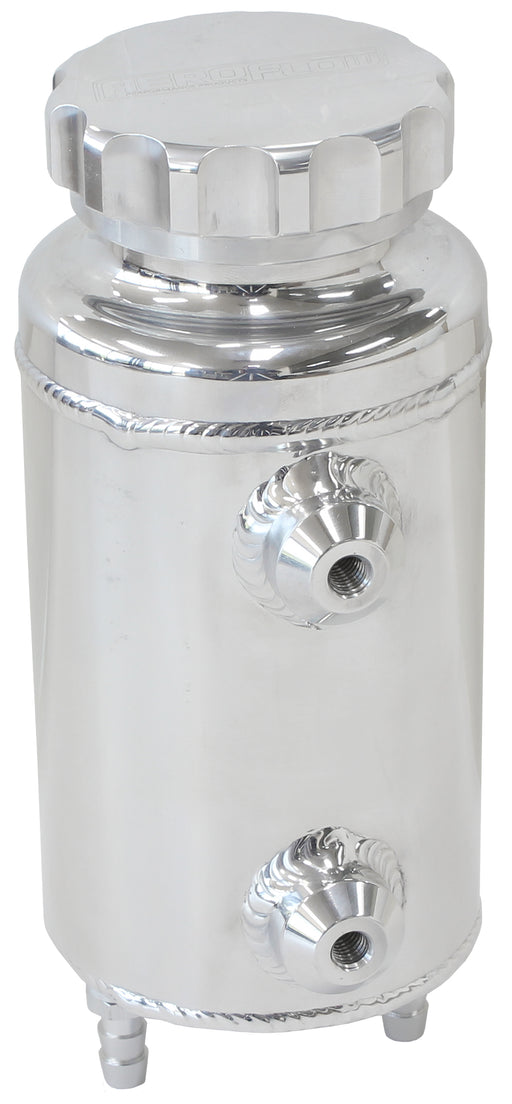 UNIVERSAL RADIATOR OVERFLOW   TANK 8" X 3.5" -4 ORB POLISHED
