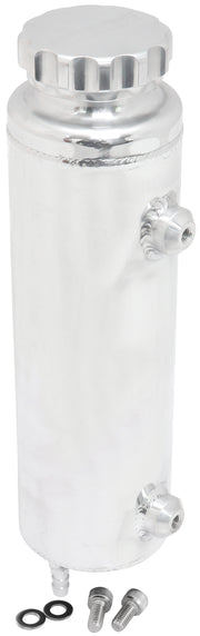 UNIVERSAL RADIATOR OVERFLOW   TANK 12" x 3.5" -4ORB POLISHED