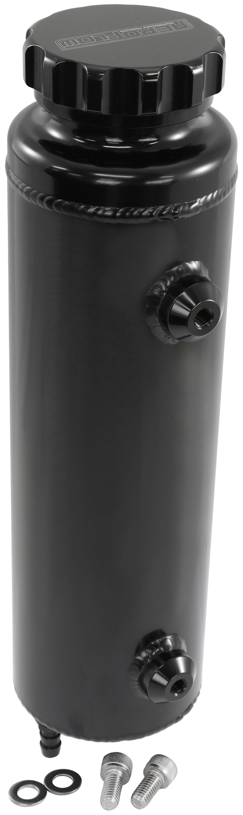 UNIVERSAL RADIATOR OVERFLOW   TANK 12" x 3.5" -4ORB BLACK