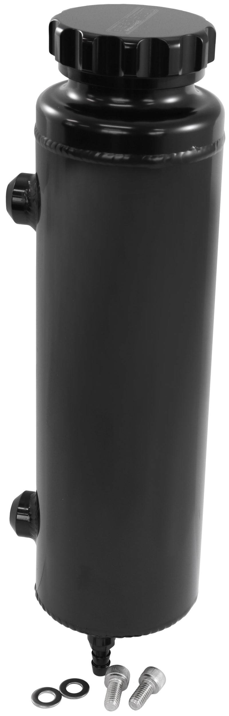 UNIVERSAL RADIATOR OVERFLOW   TANK 12" x 3.5" -4ORB BLACK