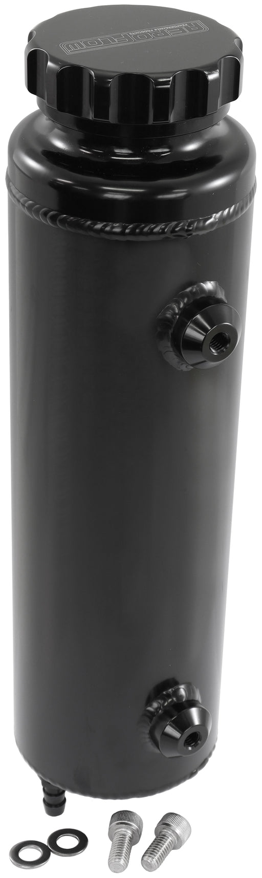 UNIVERSAL RADIATOR OVERFLOW   TANK 12" x 3.5" -4ORB BLACK