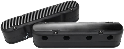 GM LS 2 PIECE VALVE COVERS    CAST TALL RETRO FINNED BLACK