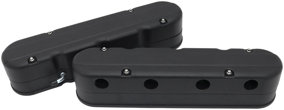 GM LS 2 PIECE VALVE COVERS    CAST TALL RETRO SMOOTH BLACK