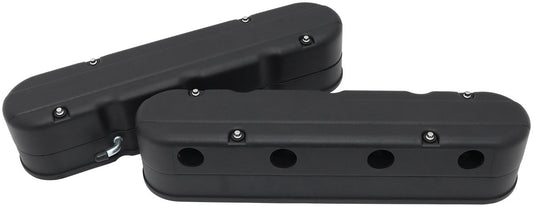 GM LS 2 PIECE VALVE COVERS    CAST TALL RETRO SMOOTH BLACK