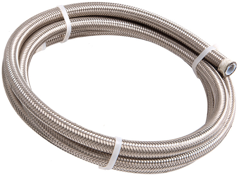 #6 NYLON BRAIDED A/C S/S HOSE 1M SILVER 8.3mm ID 11.7mm OD