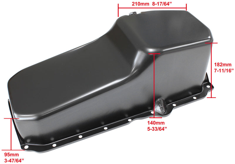 STOCK OIL PAN SBC LATE '86 ON RH/SIDE DIPSTICK BLACK