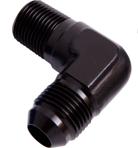 MALE 90 DEG 3/4" NPT TO -10AN BLACK MALE NPT TO AN 90 DEG