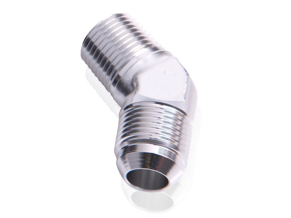 MALE 45 DEG 1/2" NPT TO -12AN SILVER MALE NPT TO AN 45 DEG