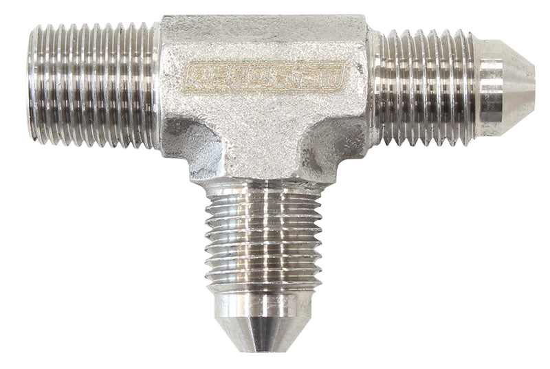 TEE -3AN WITH 1/8" NPT ON RUN S/S AN TEE WITH NPT ON RUN