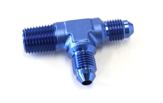 TEE -4AN WITH 1/4" NPT ON RUN BLUE AN TEE WITH NPT ON RUN