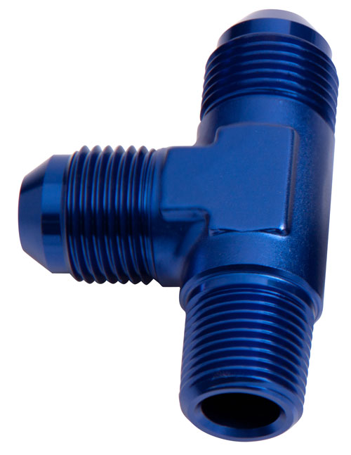 TEE -4AN WITH 1/8" NPT ON RUN BLUE AN TEE WITH NPT ON RUN