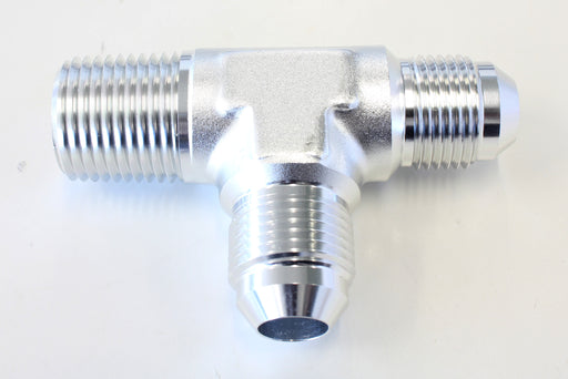 TEE -8AN WITH 1/2" NPT ON RUN SILVER AN TEE WITH NPT ON RUN