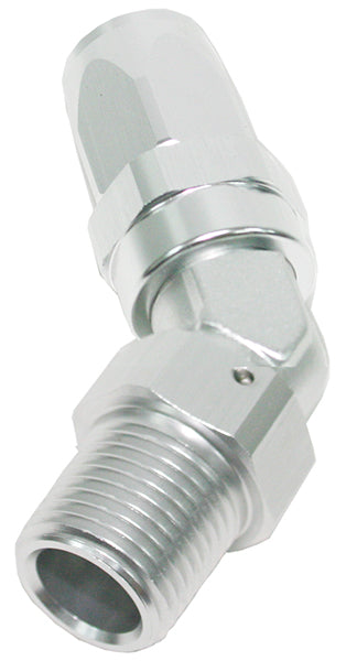 Male 1/2 NPT 45 Deg to -12 Hose Silver