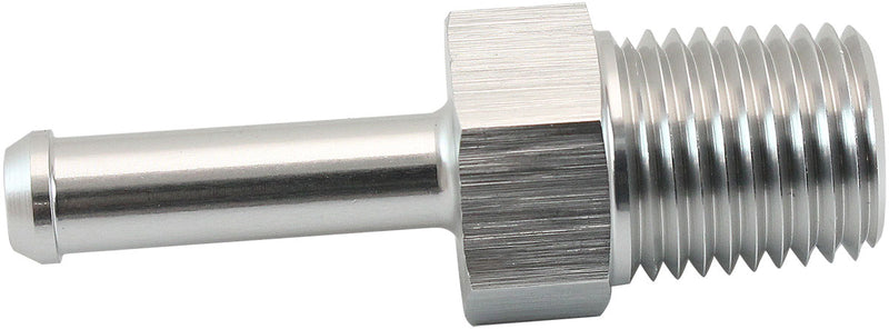 MALE 1/4" NPT TO 1/4" BARB    SILVER STRAIGHT MALE TO MALE