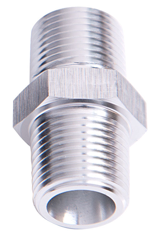 MALE COUPLER 1/4" NPT         SILVER MALE TO MALE