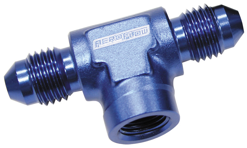 -3AN MALE TEE WITH 1/8 ON SIDEBLUE FEMALE 1/8" NPT ON SIDE