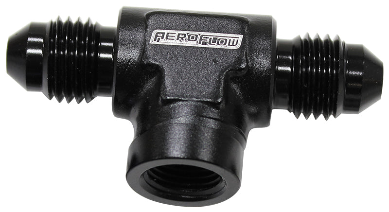 -4AN MALE TEE WITH 1/8 ON SIDEBLACK FEMALE 1/8" NPT ON SIDE
