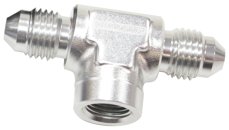 -4AN MALE TEE WITH 1/8 ON SIDESILVER FEMALE 1/8" NPT ON SIDE