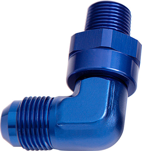 90 DEG 1/4" NPT TO -8AN       BLUE MALE SWIVEL THREAD