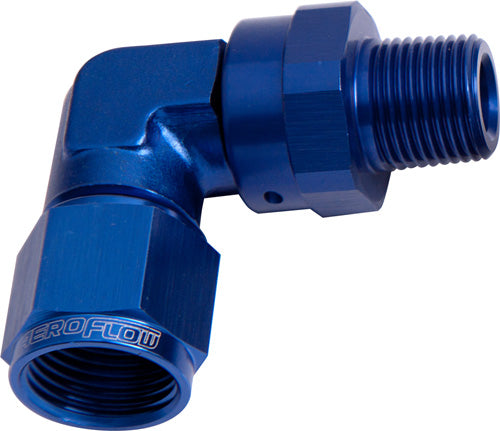 90 DEG 3/8" NPT TO -6AN       BLUE FEMALE SWIVEL NUT