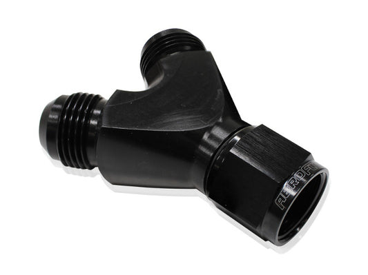 Y PIECE -8 SWIVEL NUT 2X -6AN BLACK