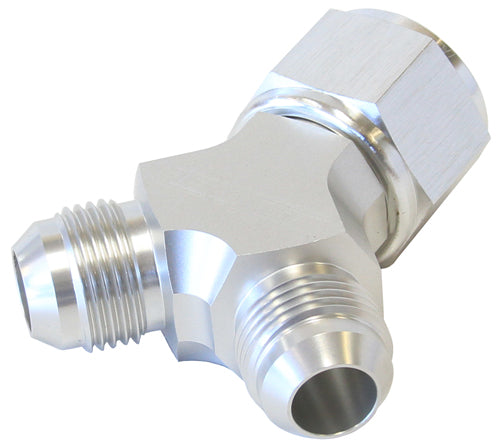 Y PIECE -8 SWIVEL NUT 2X -6AN SILVER