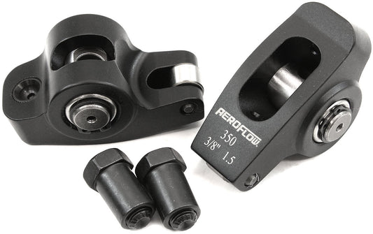 SBC ROCKER ARMS 3/8" STUD 1.5 RATIO 350 ALLOY 2024 ROLLER   PAIR Aeroflow - AF 95-1100-2