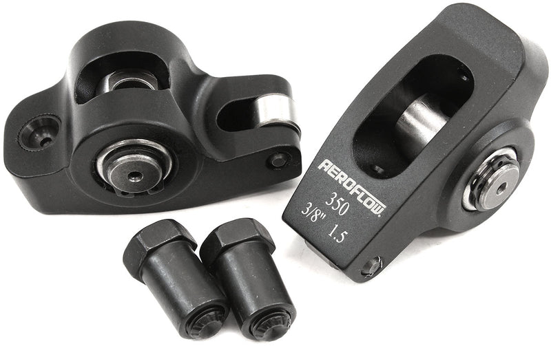 SBC ROCKER ARMS 3/8" STUD 1.5 RATIO 350 ALLOY 2024 ROLLER   PAIR Aeroflow - AF 95-1100-2