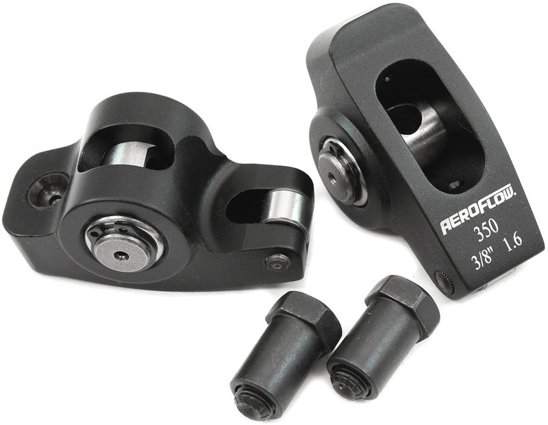 SBC ROCKER ARMS 3/8" STUD 1.6 RATIO 350 ALLOY 2024 ROLLER   PAIR Aeroflow - AF 95-1102-2