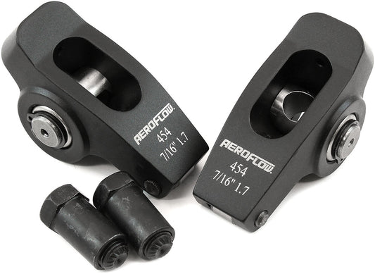 BBC ROCKER ARMS 7/16" STUD 1.7RATIO 454 ALLOY 2024 ROLLER   PAIR Aeroflow - AF 95-1115-2