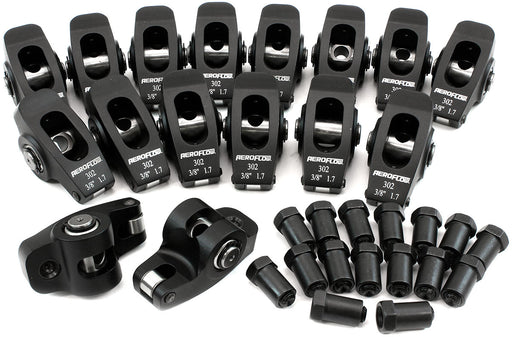 SBF ROCKER ARMS 3/8" STUD 1.7 RATIO WINDSOR 302 351 ROLLER  ALLOY Aeroflow - AF 95-1121
