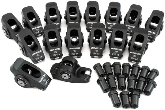 SBF ROCKER ARMS 7/16" STUD 1.6RATIO WINDSOR 302 351 ROLLER  ALLOY Aeroflow - AF 95-1122