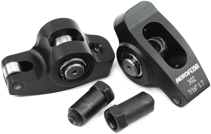 SBF ROCKER ARMS 7/16" STUD 1.7RATIO WINDSOR 302 351 ROLLER  ALLOY Aeroflow - AF 95-1123-2