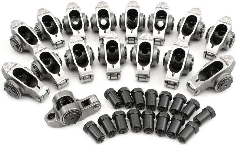 SBC S/S ROCKER ARMS 3/8" STUD 1.60 RATIO 350 STAINLES ROLLER16 Aeroflow - AF 95-1202