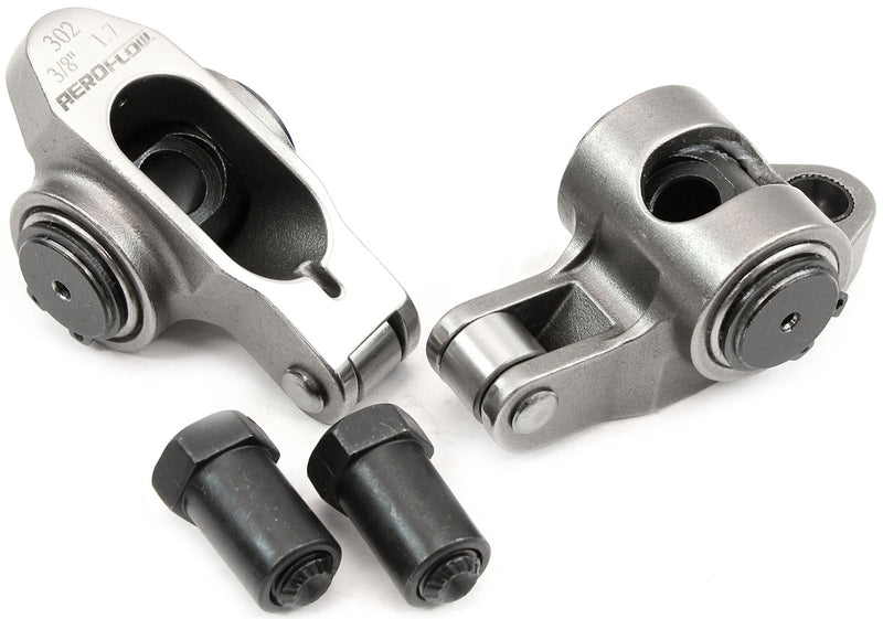 SBF S/S ROCKER ARMS 3/8" STUD 1.70 WINDSOR 302 351 ROLLER 2 STAINLESS Aeroflow 95-1221-2