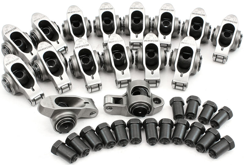 SBF S/S ROCKER ARMS 3/8" STUD 1.70 WINDSOR 302 351 ROLLER 16STAINLESS Aeroflow AF 95-1221