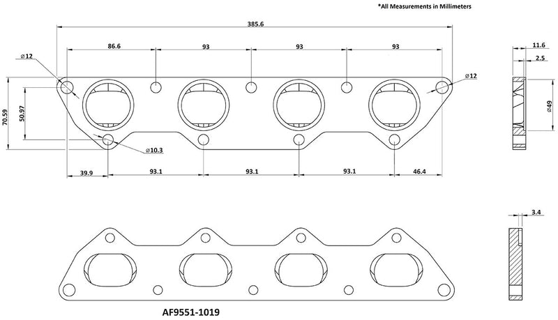 MITSUBISHI EVO HEADER FLANGE  ONLY STAINLESS STEEL 50mm PORT