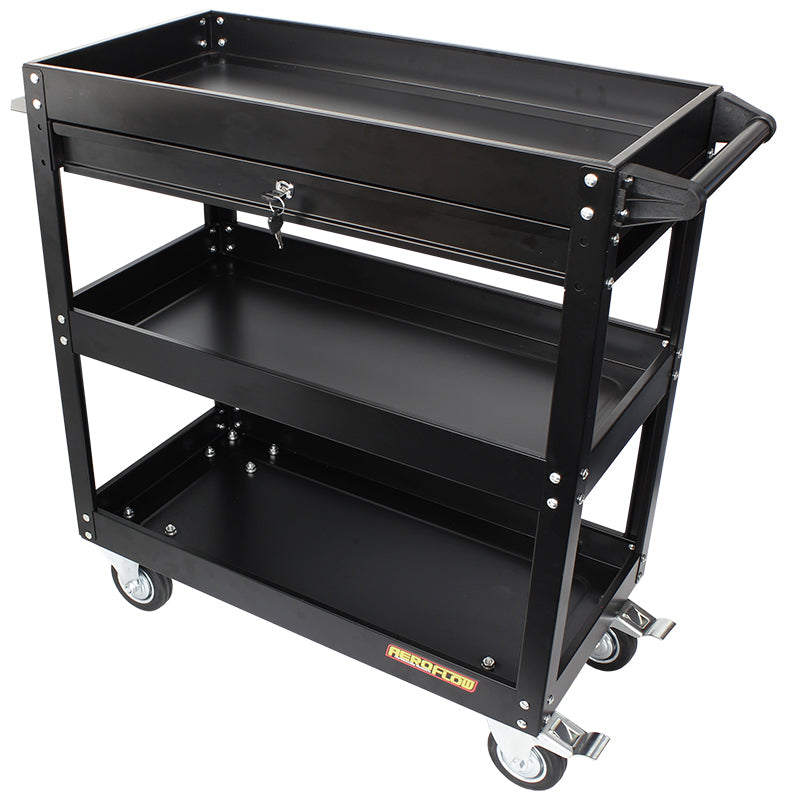 WORKSHOP TROLLEY 3 TIER WITH  LOCKABLE DRAWER. TOOL TRAY