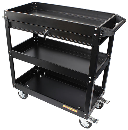 WORKSHOP TROLLEY 3 TIER WITH  LOCKABLE DRAWER. TOOL TRAY