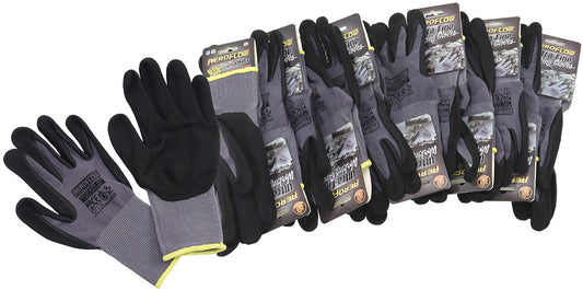 MECHANIC GLOVES MEDIUM NITRILEFOAM 12 PAIRS BLACK WORK SHOP
