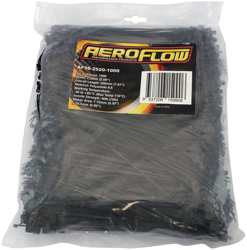 MARKER CABLE TIES 2.5mmx 200mm1000 PACK WHITE ZIP TIE PA66